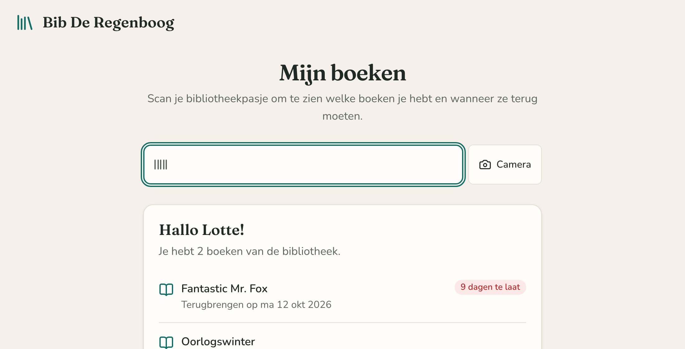 Het scherm Mijn boeken met de boeken van een leerling.